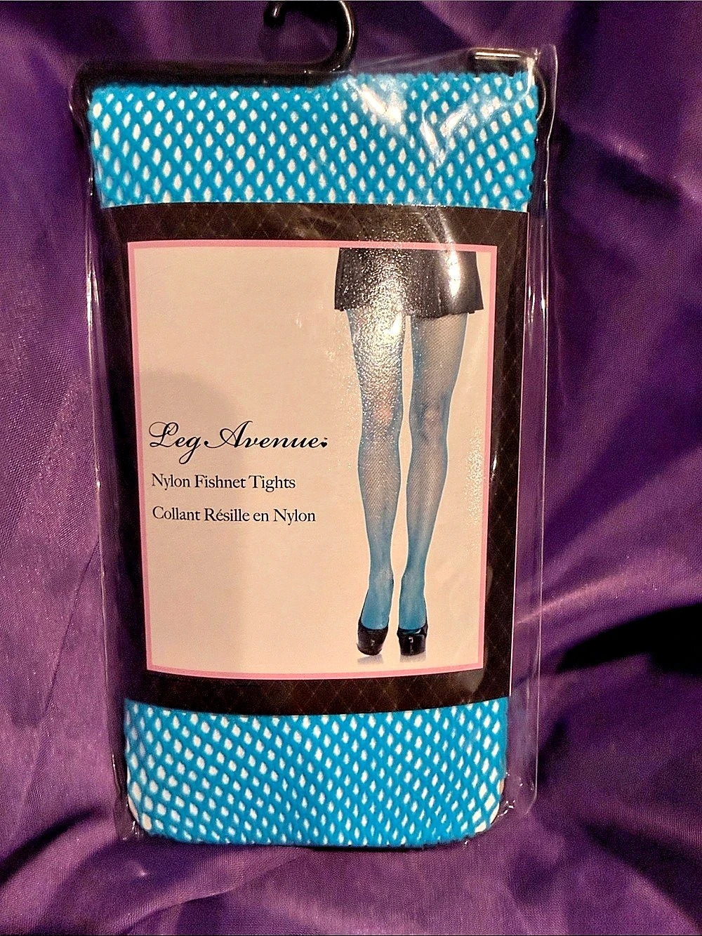 Leg Avenue Nylon Fishnet Tights Blue & White